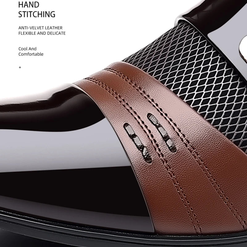 Men’s Patent Pointed Toe Textured Slip-On Dress Shoes
