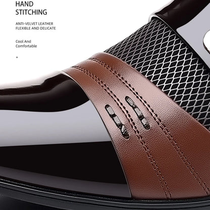 Men’s Patent Pointed Toe Textured Slip-On Dress Shoes
