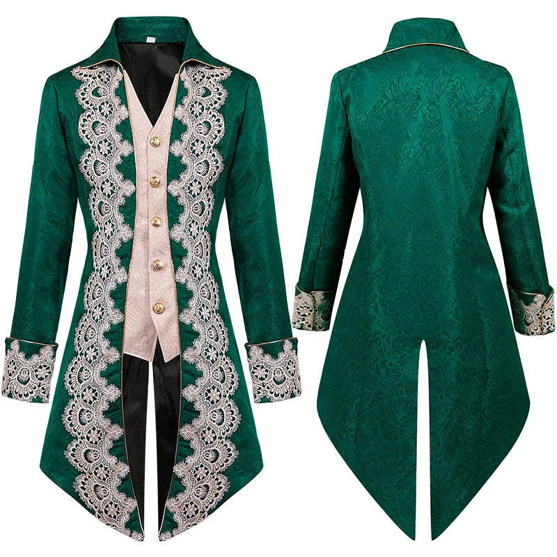 Men’s Aristocratic Renaissance Edwardian Tailcoat Jacket – Regency Brocade Frock Coat