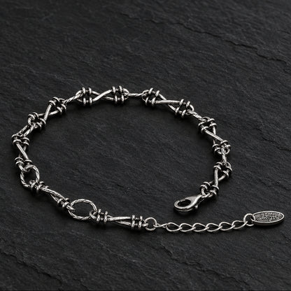 Men’s & Women’s 925 Sterling Silver Gothic Thorn Barbed Wire Link Chain Bracelet