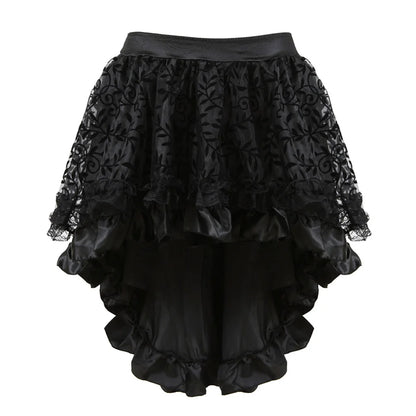 Women's Steampunk High-Low Victorian Pirate Skirt with Lace Trim