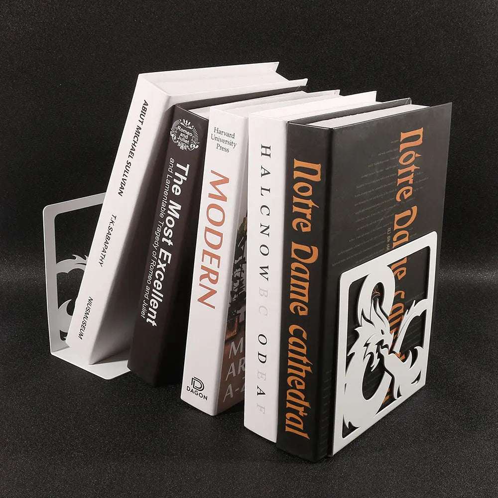 Fourth Wing Fire Dragon Hollow Black Iron Shelf Bookends (2 Pcs) - Fourth Wing - 