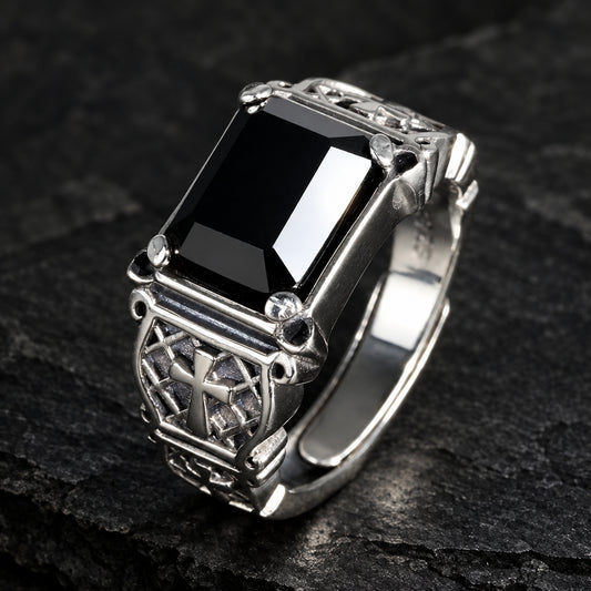 men’s black agate ring, black agate ring men, men’s agate ring, 925 sterling silver ring, sterling silver ring men, men’s signet ring, black agate signet ring, Gothic signet ring, Gothic ring men, Gothic cross ring, men’s cross ring, sterling silver signet ring, medieval ring men, medieval cross ring, adjustable men’s ring, adjustable silver ring, black gemstone ring, men’s Gothic jewelry, vintage signet ring, ornate silver ring, Gothic jewelry men, medieval jewelry men
