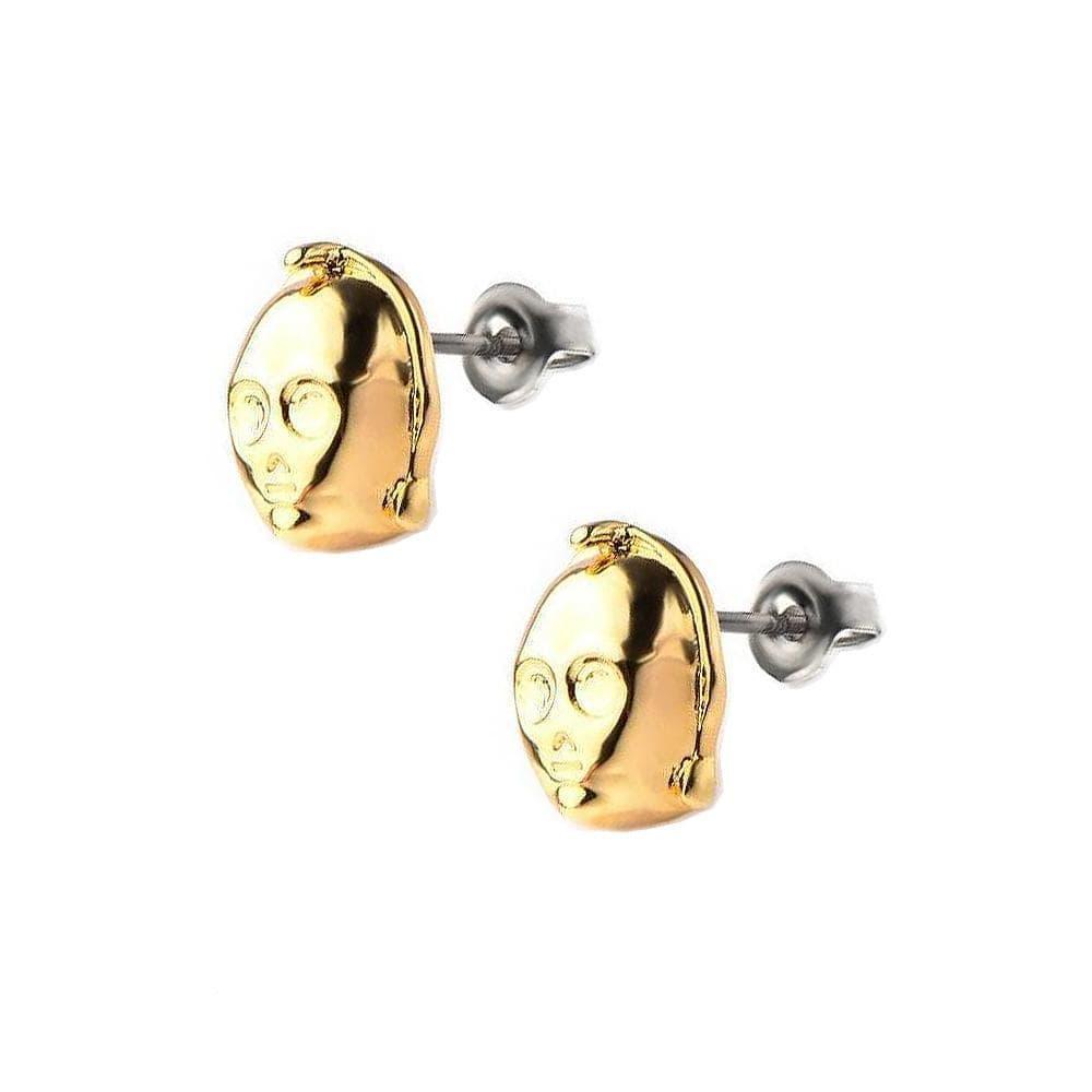 Star Wars™ Stainless Steel & Gold Bonded C-3PO Stud Earrings - Disney - 