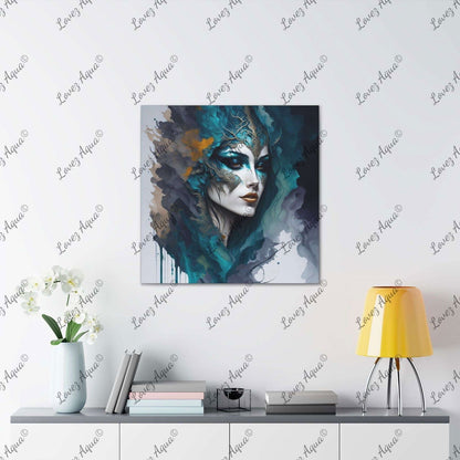 "The Masked Beauty" Watercolor & Acrylic Wall Painting Lovez Aqua© - Lovez Aqua© - 