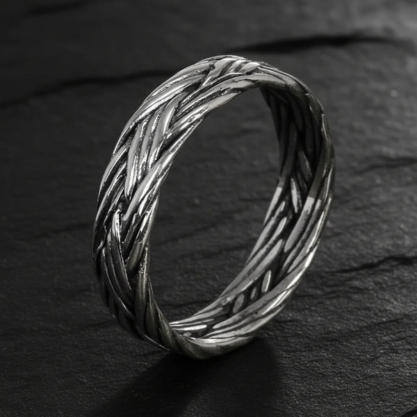 Men's 925 Sterling Silver Norse Viking Double Braided Heritage Style Ring