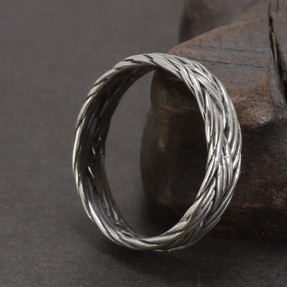 Men's S925 Sterling Silver Norse Viking Double Braided Heritage Style Ring