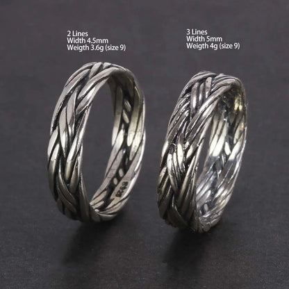 Men's S925 Sterling Silver Norse Viking Double Braided Heritage Style Ring