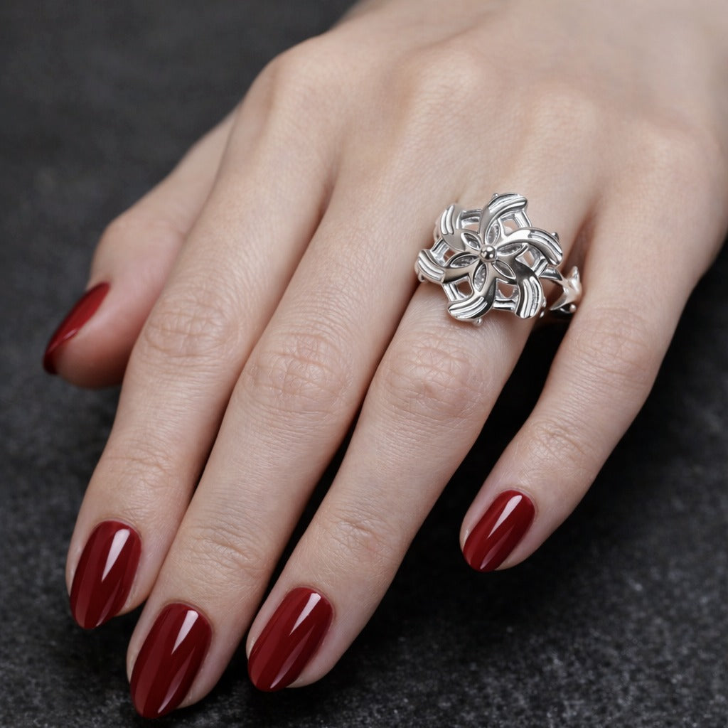 925 Sterling Silver & Zircon Lord of the Ring Lady Galadriel Nenya