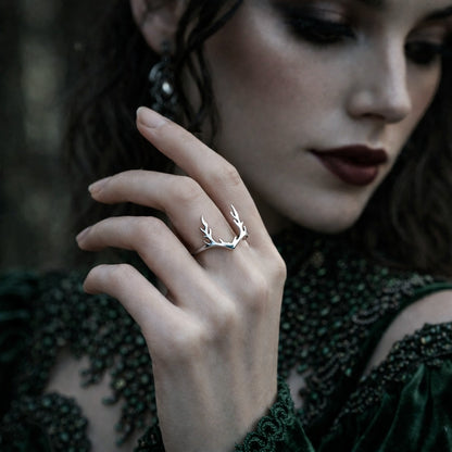 Women's Woodland Elk Antlers Nature Inspired Stag Ring
