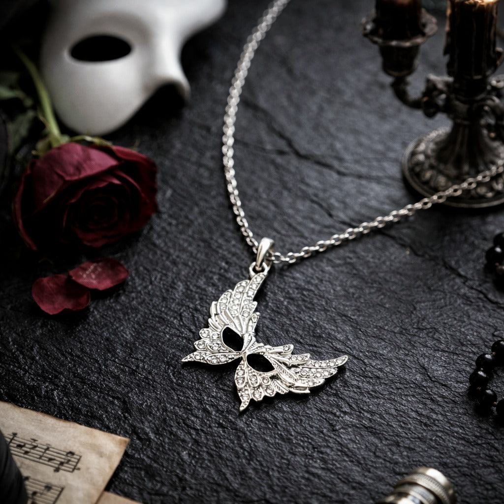 925 Sterling Silver & Zircon Feathered Venetian Masquerade Mask Charm