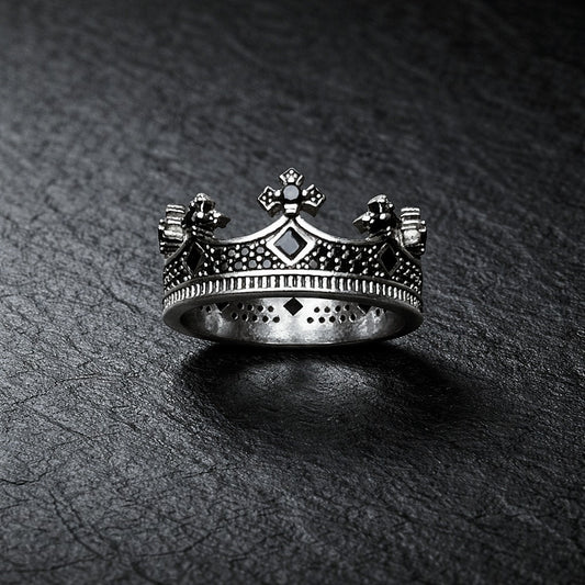 925 Sterling Silver European Medieval Renaissance Royal Crown Women's Ring