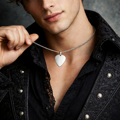 Men's Stylish Rock Music Guitar Pick Pendant Necklace