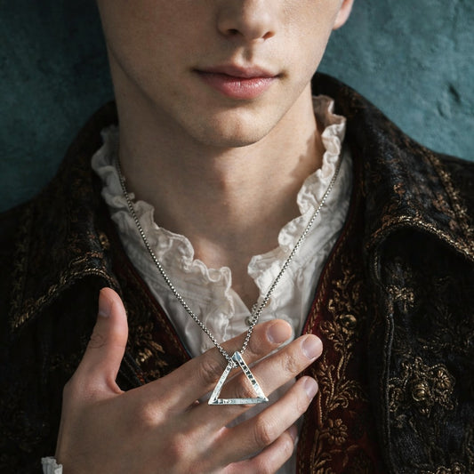 Men's Antique Norse Viking Twisted Triangle Rune Pendant Necklace