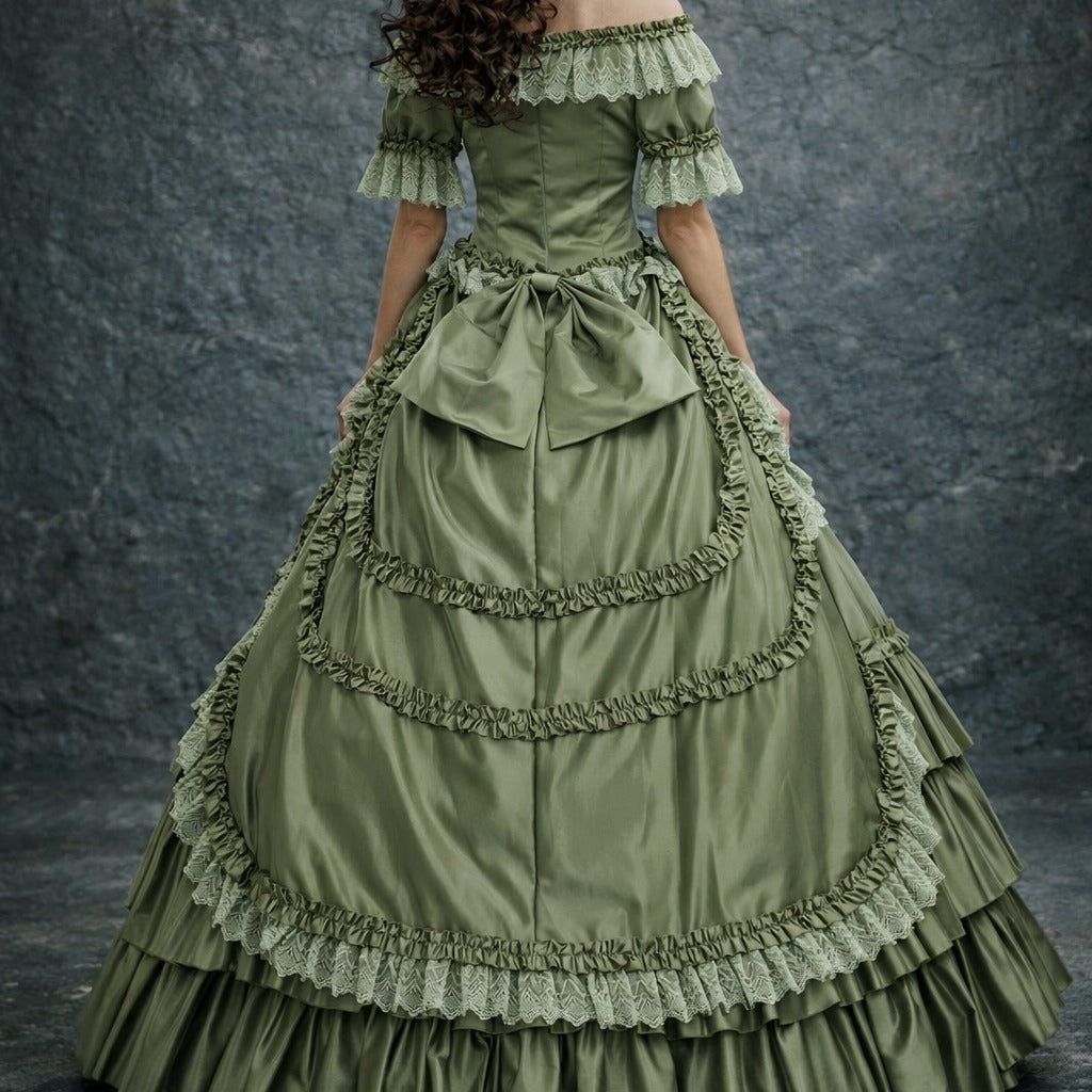 Katherine Pierce The Vampire Diaries 18th Century French Rococo Colonial Green Ball Gown