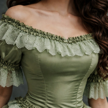 Katherine Pierce The Vampire Diaries 18th Century French Rococo Colonial Green Ball Gown