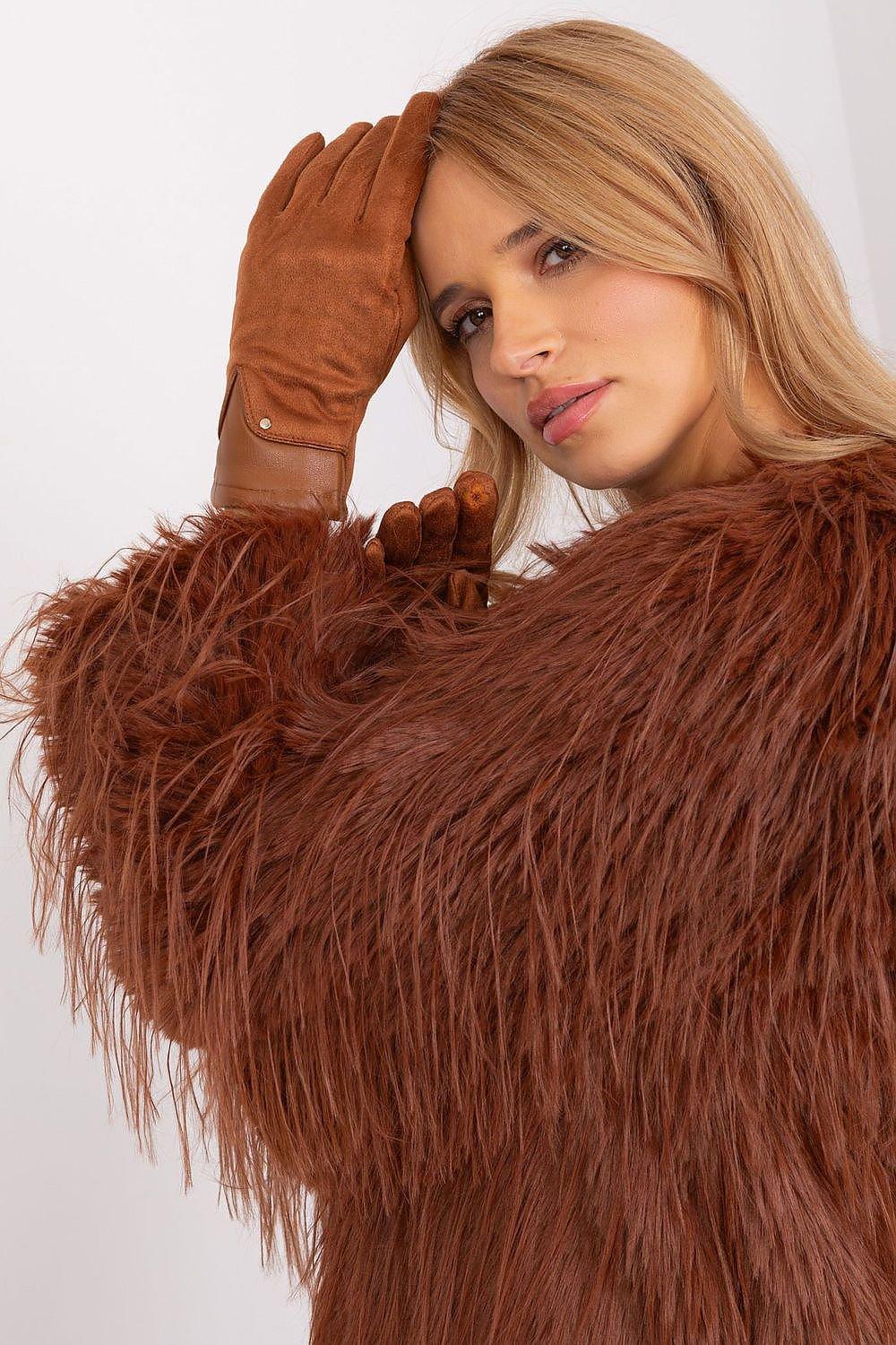 Women’s Brown Leather & Suede Gloves with Soft Lining - Lovez Aqua© - 