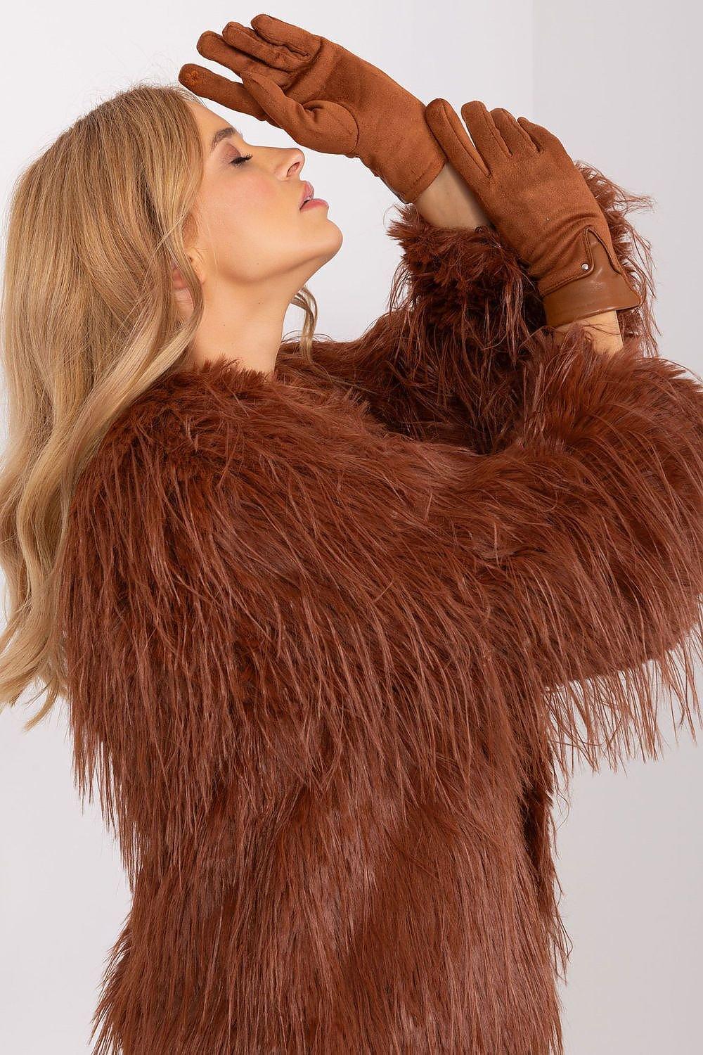 Women’s Brown Leather & Suede Gloves with Soft Lining - Lovez Aqua© - 