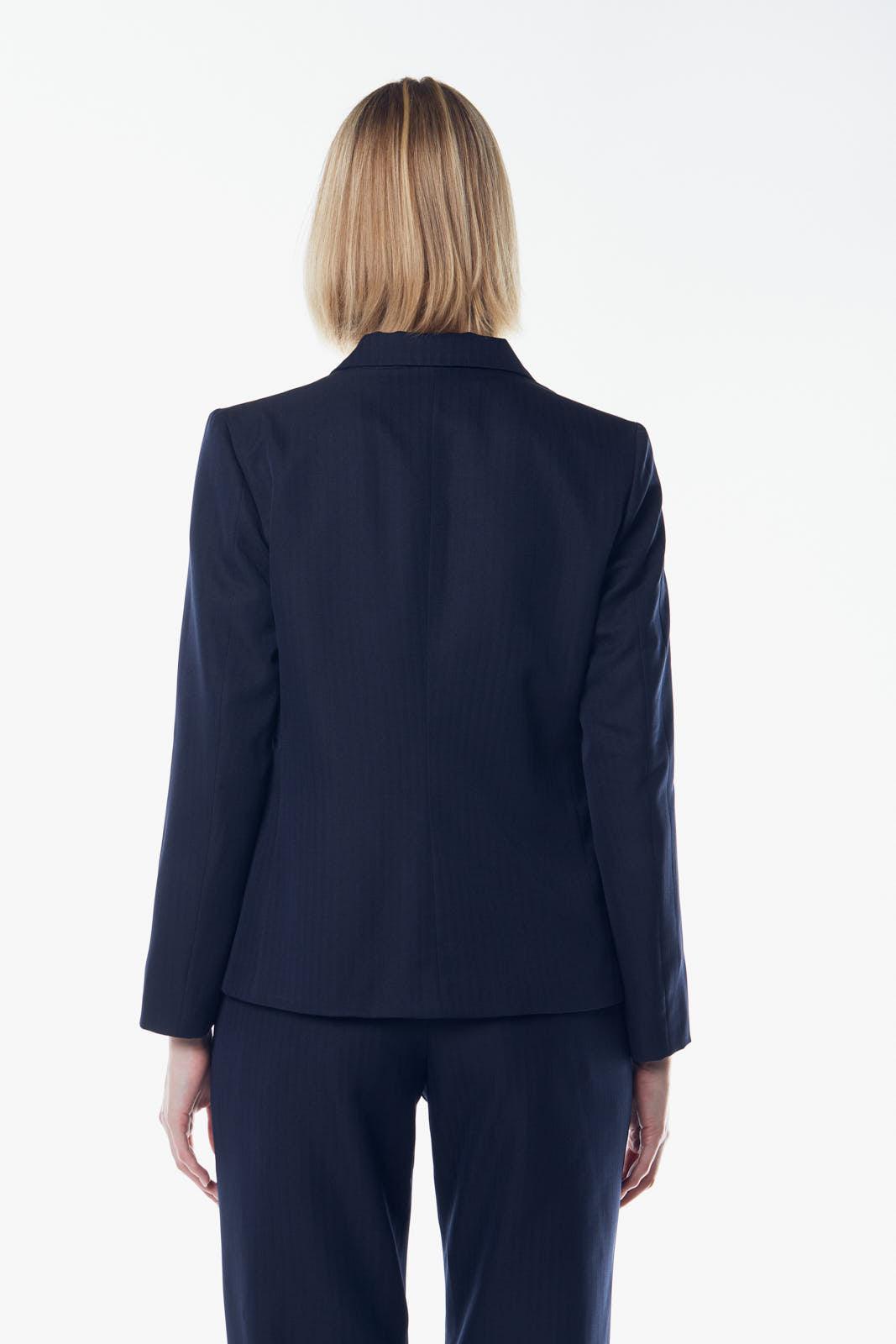 Women's Casual Fit Notched Lapel Woolen Navy Blazer/Suit - Lovez Aqua© - 