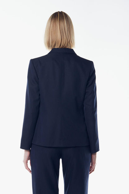 Women's Casual Fit Notched Lapel Woolen Navy Blazer/Suit - Lovez Aqua© - 