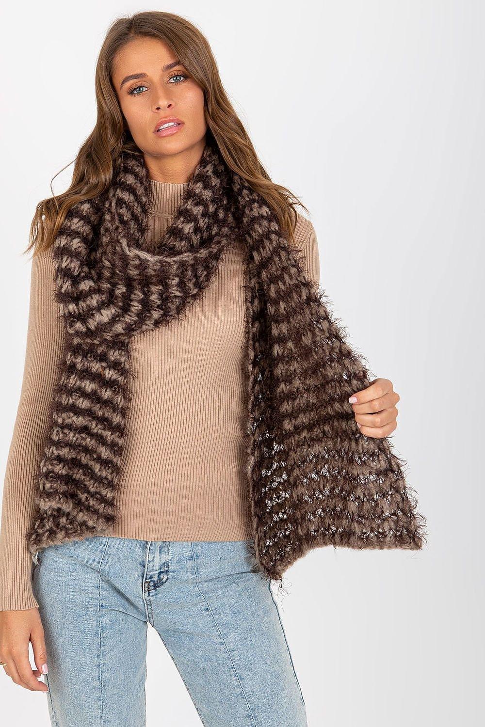 Women's Plush Brown Knitted Winter Shawl - Lovez Aqua© - Default Title