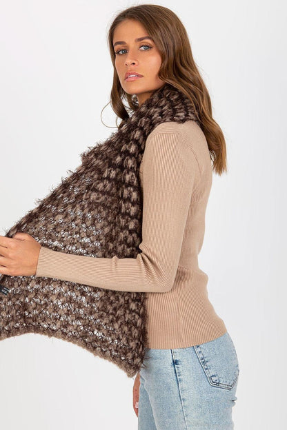 Women's Plush Brown Knitted Winter Shawl - Lovez Aqua© - 