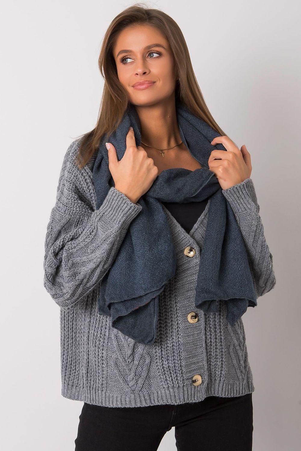 Women's Simple Dark Blue Winter Knitted Shawl - Lovez Aqua© - 