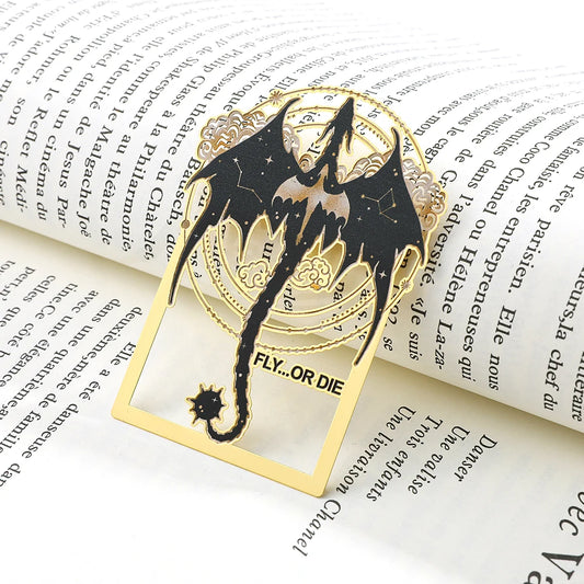 Fourth Wing "Fly or Die " Dragon Rider Engraved Metal Bookmark - Fourth Wing - 