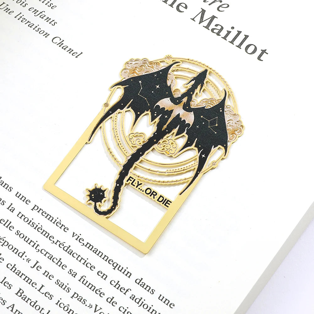 Fourth Wing "Fly or Die " Dragon Rider Engraved Metal Bookmark - Fourth Wing - 