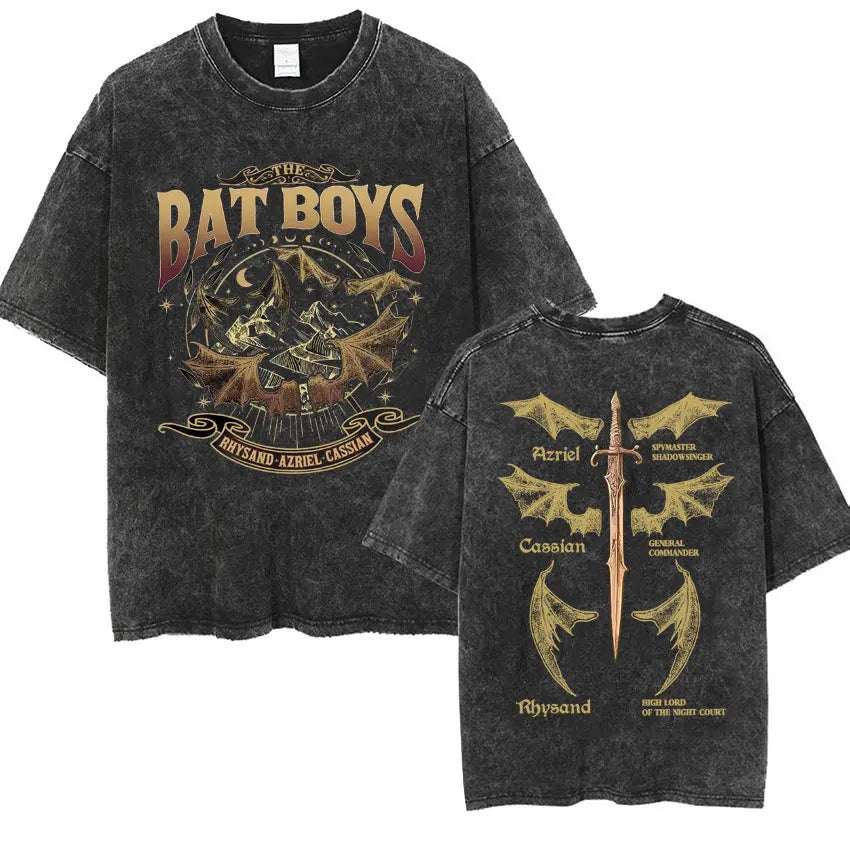 The Bat Boys Rhysand, Azriel & Cassian ACOTAR Wingspan Distressed Unisex T-Shirt - Lovez Aqua© - 8 / XL