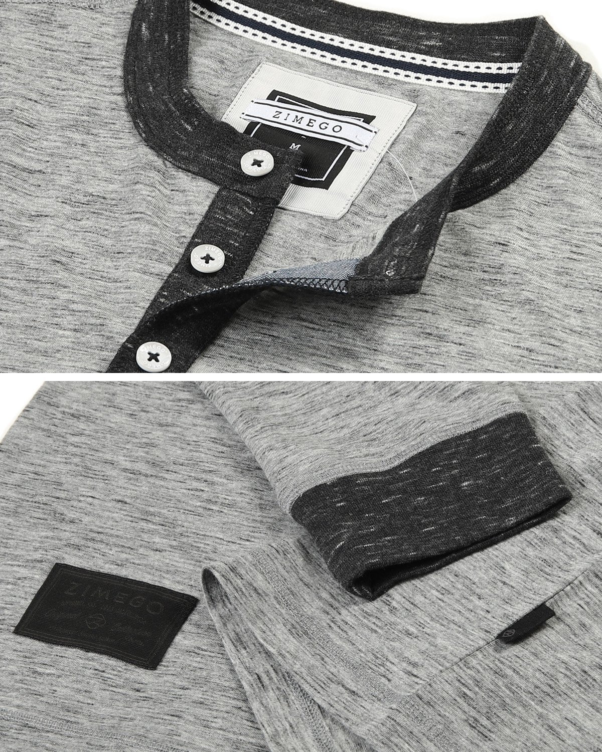 Men's Long Sleeve Contrast Button Placket Neck & Cuffs Casual Henley Shirt - Lovez Aqua© - 