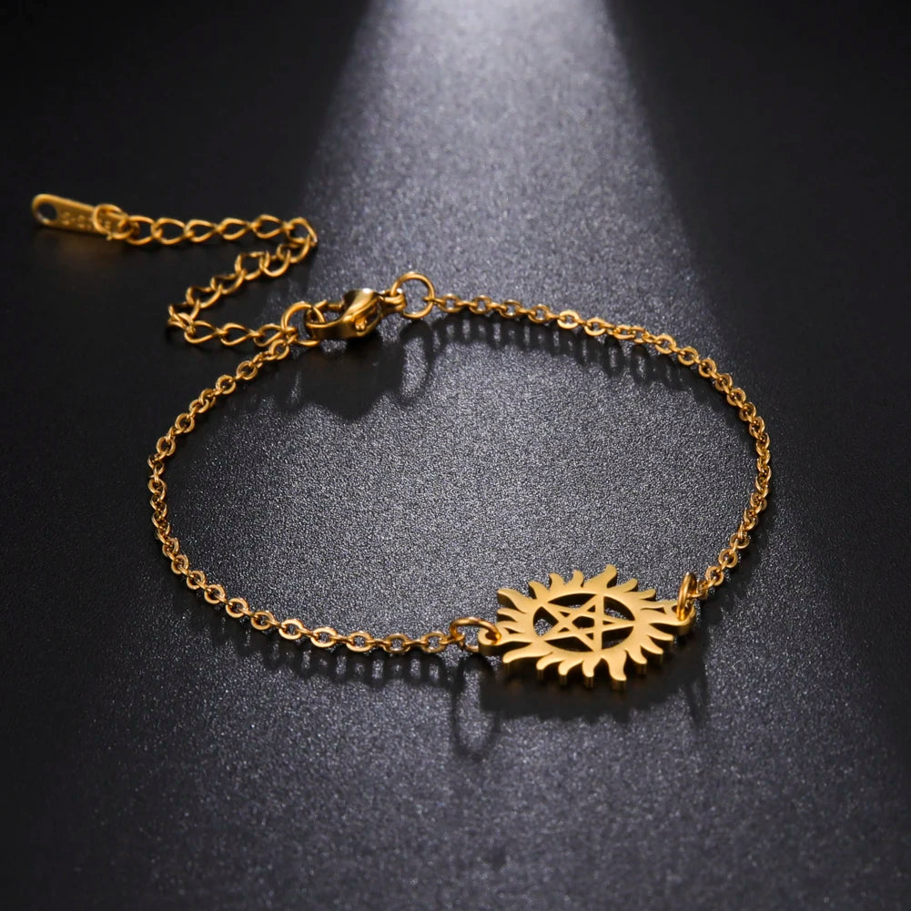 Women's Supernatural Winchester Brothers Pentacle Charm Chain Bracelet - Supernatural - Gold