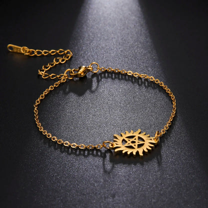 Women's Supernatural Winchester Brothers Pentacle Charm Chain Bracelet - Supernatural - Gold