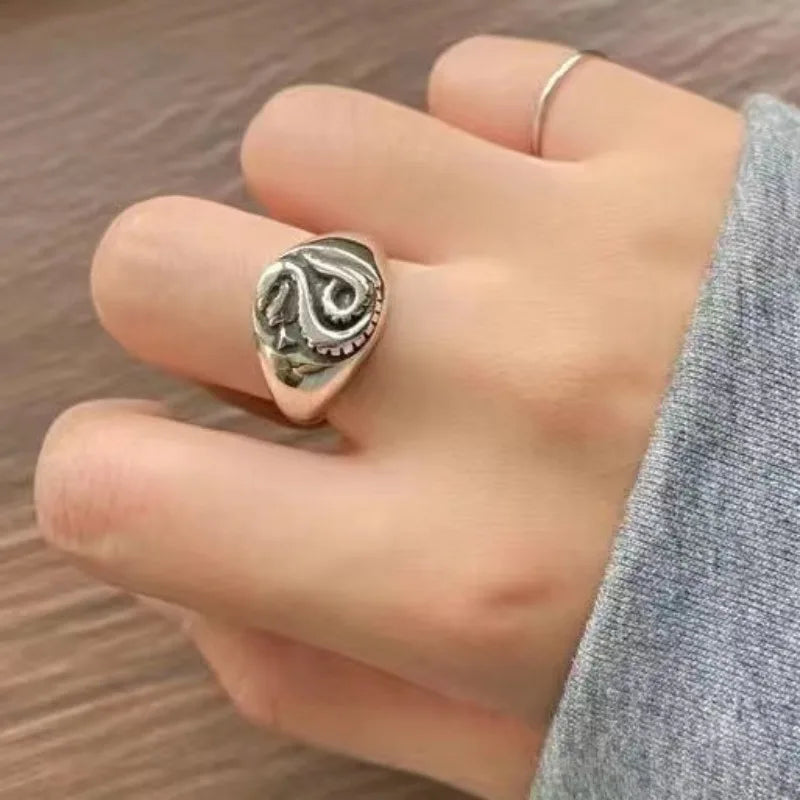 Harry Potter Draco Malfoy Snake Family Crest Emblem Antique Silver Court Ring - Harry Potter - Default Title
