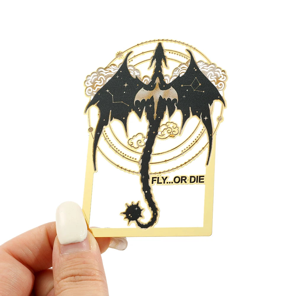 Fourth Wing "Fly or Die " Dragon Rider Engraved Metal Bookmark - Fourth Wing - 