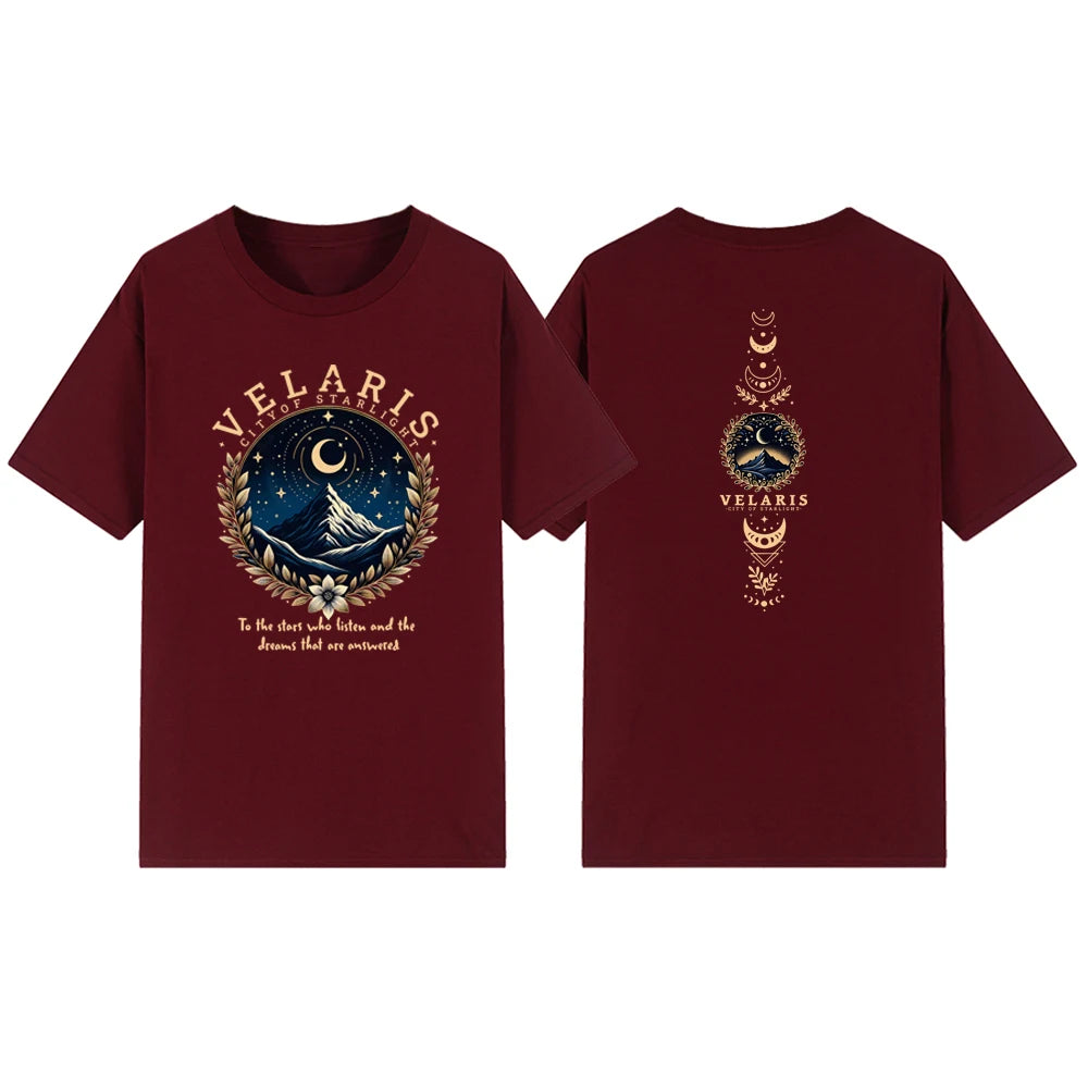 Velaris City of Starlight ACOTAR Night Court Mountains Women's T-Shirt - ACOTAR - Burgundy / S