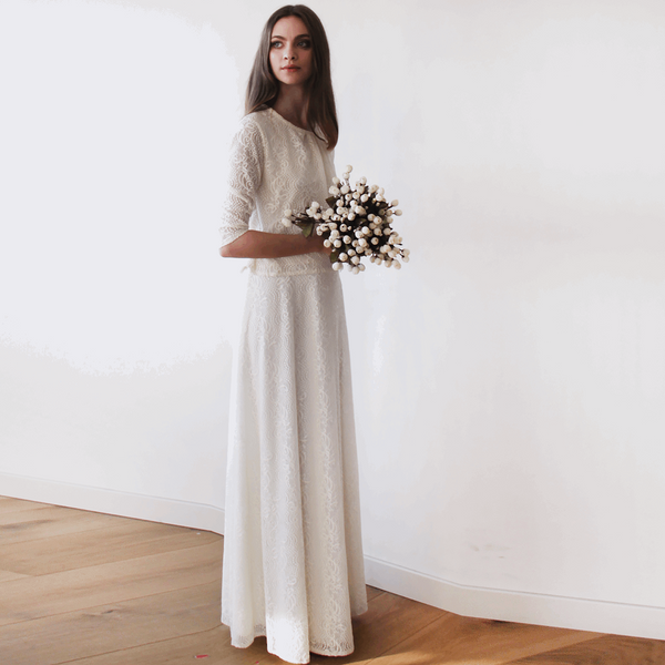 Ivory Lace Floor-Length Maxi Bridal Wedding Skirt - Lovez Aqua© - 