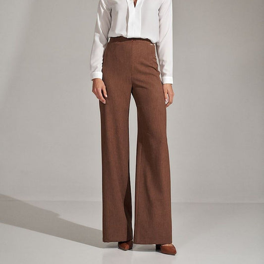 Women's Vintage High Waist Bell-Bottom Flared Brown Tailored Pants