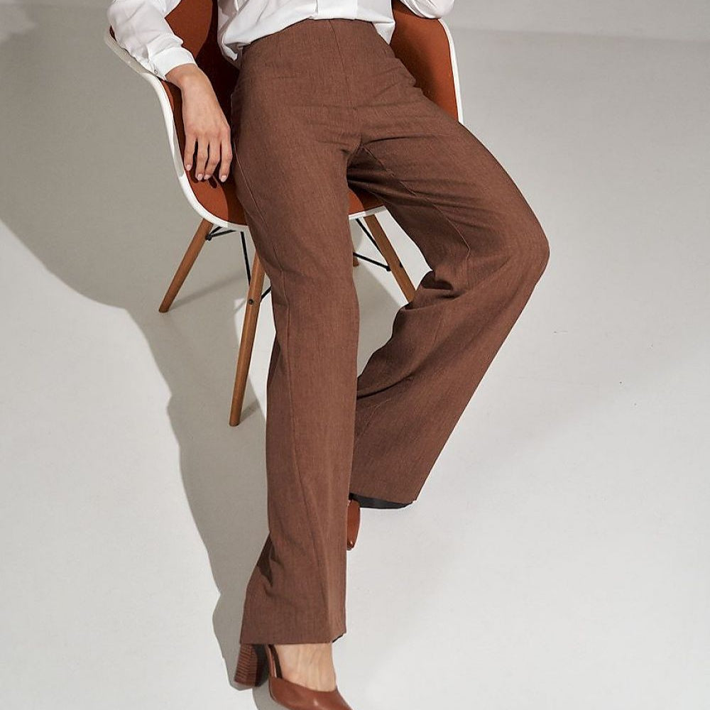 Women's Vintage High Waist Bell-Bottom Flared Brown Tailored Pants