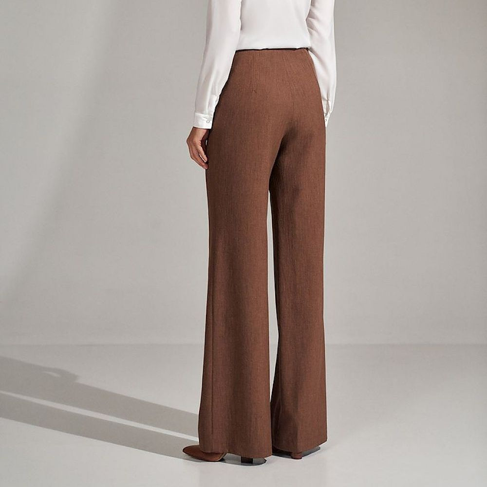 Women's Vintage High Waist Bell-Bottom Flared Brown Tailored Pants