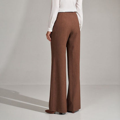 Women's Vintage High Waist Bell-Bottom Flared Brown Tailored Pants