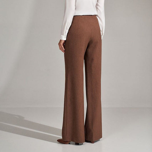 Women's Vintage High Waist Bell-Bottom Flared Brown Tailored Pants