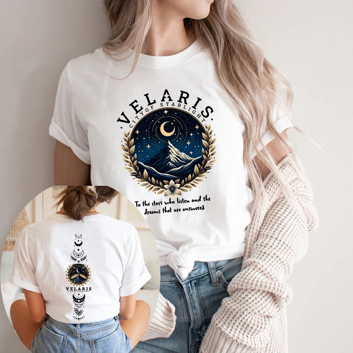 Velaris City of Starlight ACOTAR Night Court Mountains Women's T-Shirt - ACOTAR - White / S