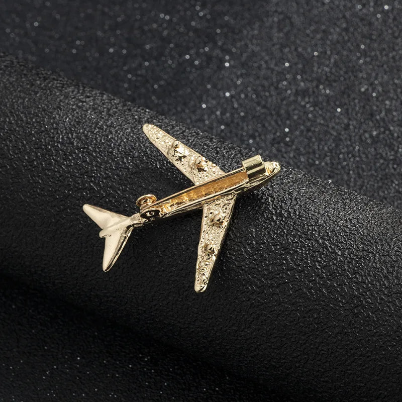 Men's Rhinestone Airplane Brooch Lapel Pin For Suit Jackets - Lovez Aqua© - 