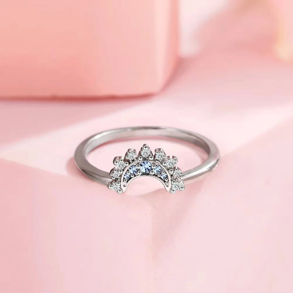 Pandora 925 Sterling Silver & Cubic Zirconia Sun and Moon Couple Ring Set - Pandora - Moon / 5