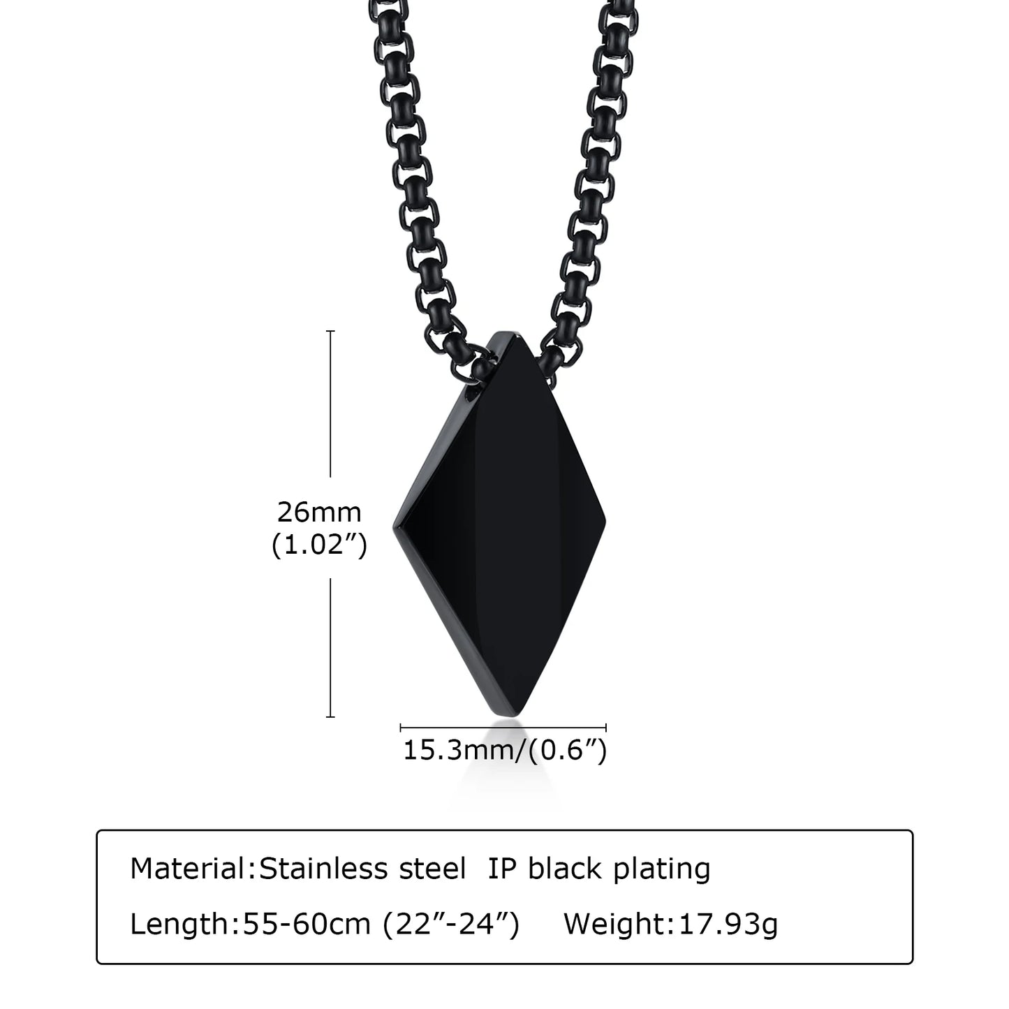 Men's Minimalist Stainless Steel Geometric Rhombus Pendant Necklace - Lovez Aqua© - 