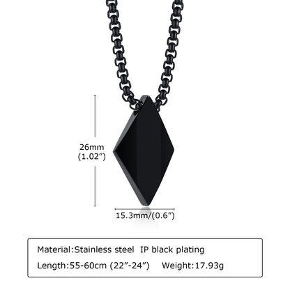 Men's Minimalist Stainless Steel Geometric Rhombus Pendant Necklace - Lovez Aqua© - 