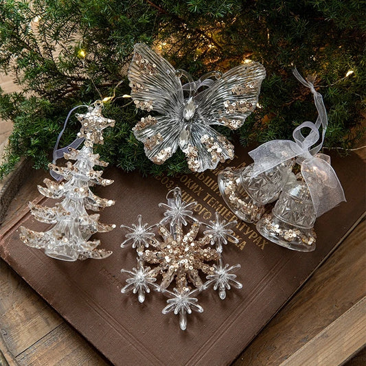 Transparent Crystal Christmas Tree, Snowflake & Festive Hanging Ornaments - Lovez Aqua© - 
