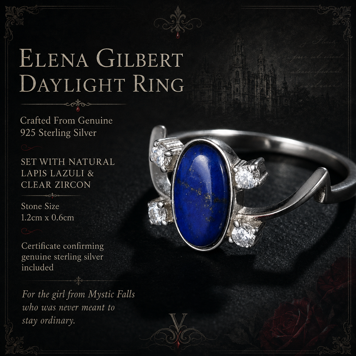 The Vampire Diaries Elena Gilbert's Sterling Silver Original Daylight Ring