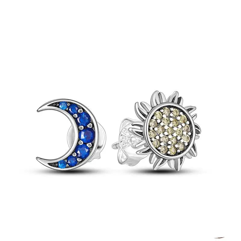 Pandora 925 Sterling Silver Two-Tone Moon, Stars & Sun Women's Earrings - Pandora - 12